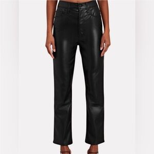 Mother High-Waisted Rider Ankle in Wax On, Wax Off (Black Leather), Size 24